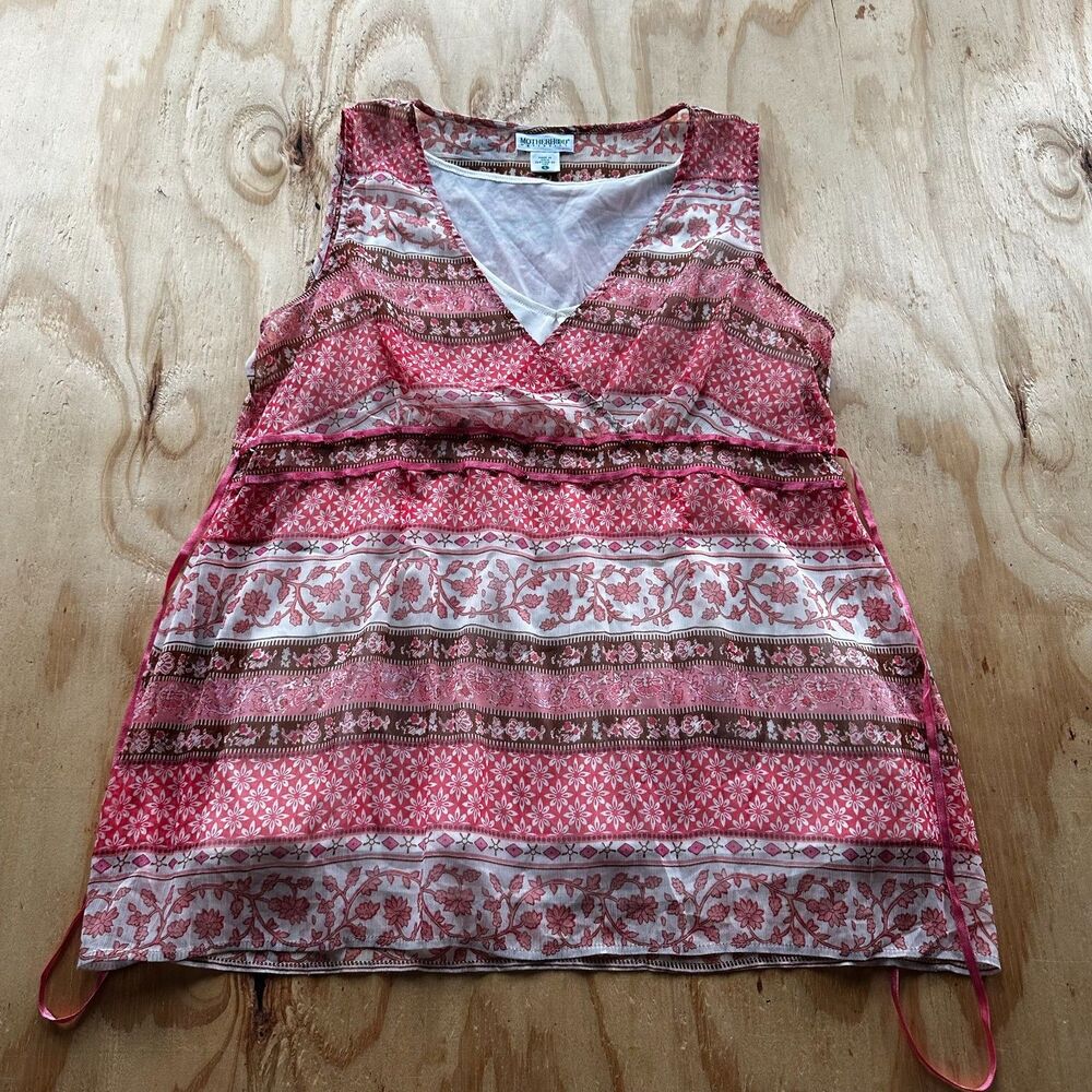 Motherhood Maternity Pink Floral Beaded Blouse - Large